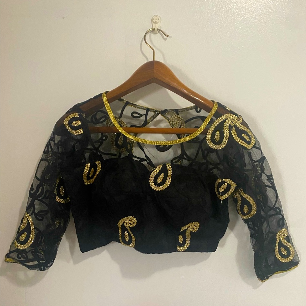 Black Net Indian Saree/Lehenga Blouse